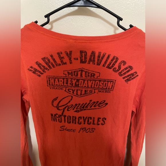 ✨Women’s Harley Davidson Orange Long Sleeve Top Size L - Picture 10 of 11